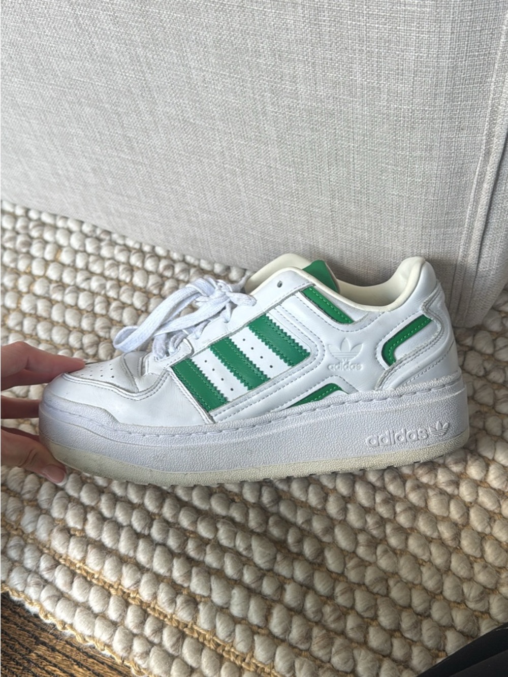 adidas White and Green Women's Sneakers